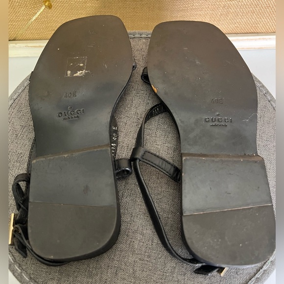 Gucci Black Leather Sandals, Size 40E EU (10 in US) - Picture 7 of 9
